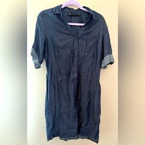 New York & Company Dark Blue Casual Button-Down Shirt